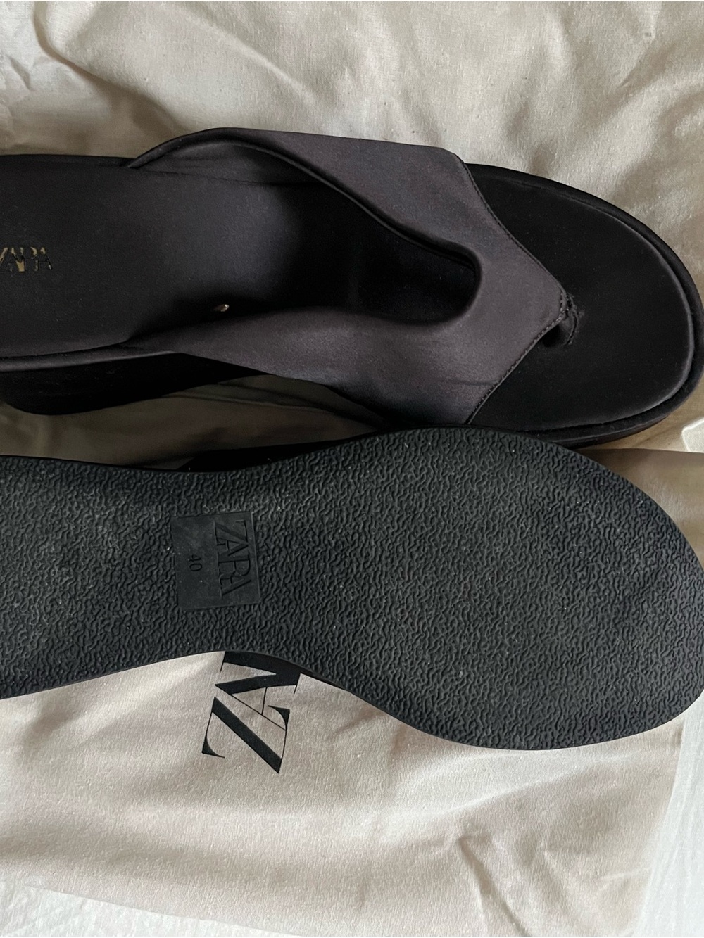 Zara Black Women’s Thong Sandals with Slight Platform